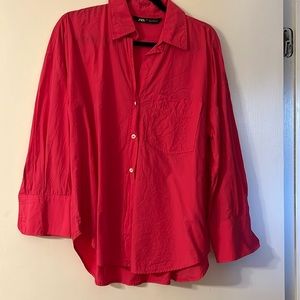 Bright pink button down